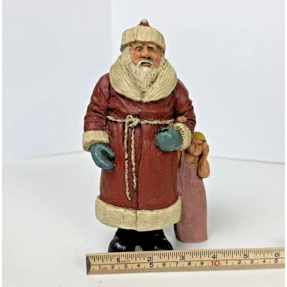 Vintage 1988 D. De La Ronde Folk Art Christmas Santa Claus‎ And Girl Signed